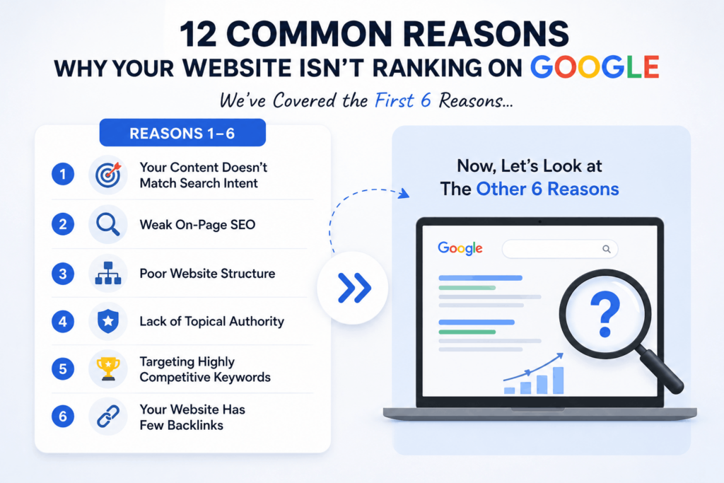 Top 6 reasons a website is not ranking on Google