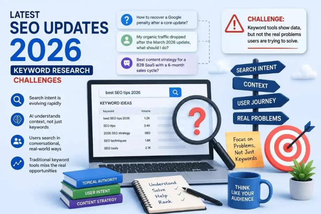 latest SEO updates 2026 keyword research challenges illustration