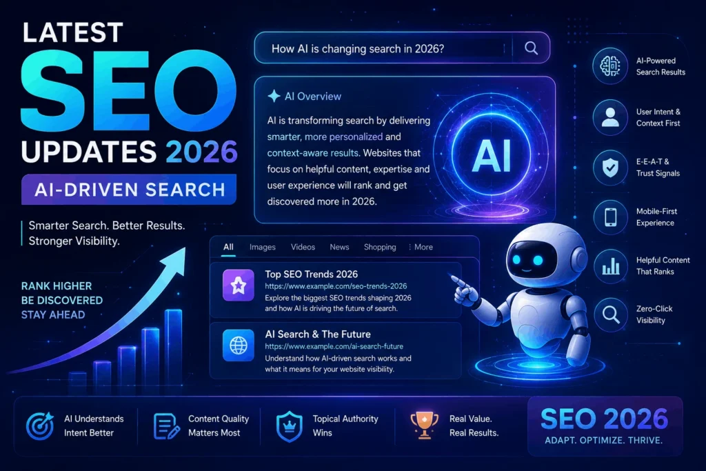 latest SEO updates 2026 ai-driven search illustration