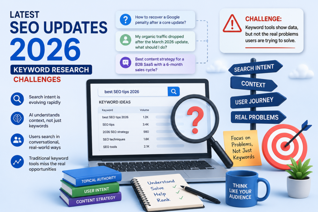 latest SEO updates 2026 keyword research challenges illustration