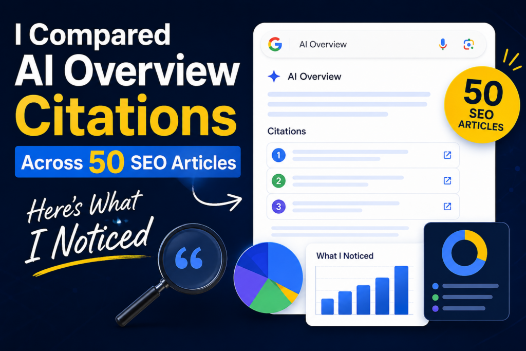 AI Overview citation analysis dashboard with SEO article rankings, AI-generated results, and citation pattern insights.