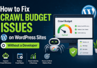 Crawl budget WordPress fix illustration showing Googlebot improving crawl efficiency on a WordPress website