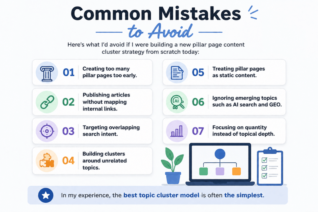 Common mistakes to avoid when implementing a pillar page content cluster strategy