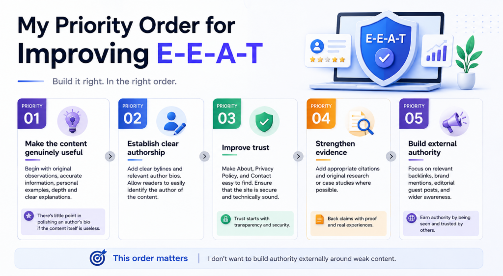 Priority Order for Improving E-E-A-T Signals